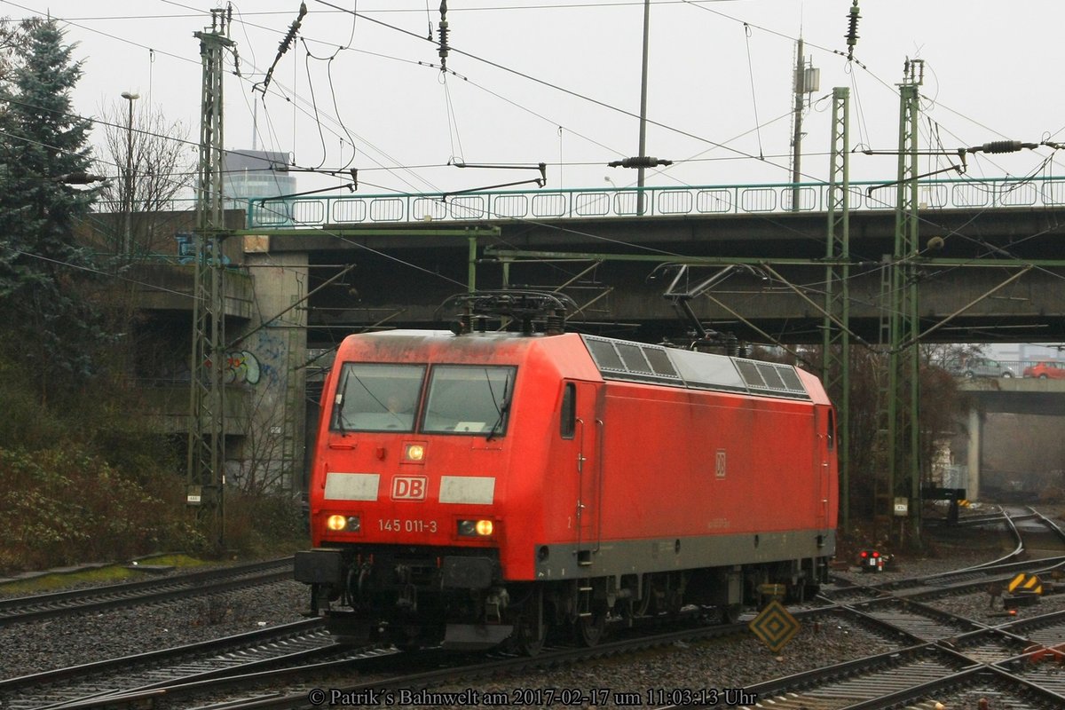 DB 145 011 Lz am 17.02.2017 in Hamburg-Harburg