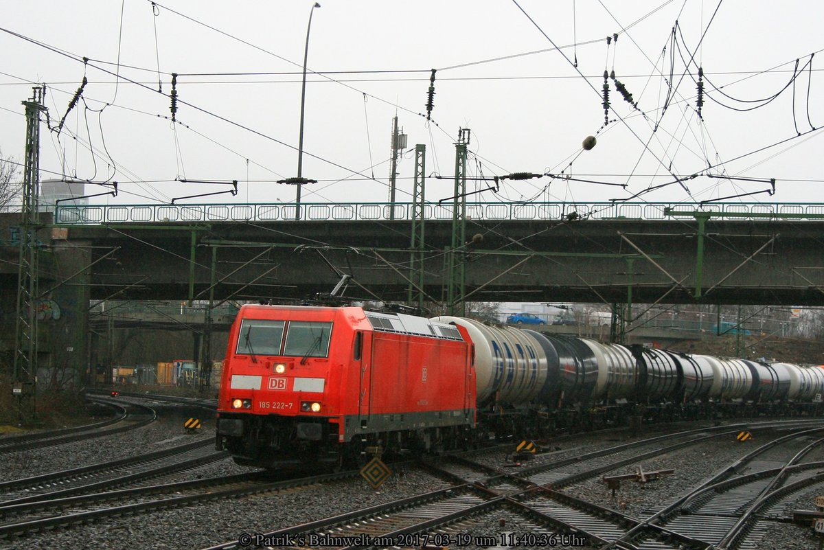 DB 185 222 mit Kesselwagenzug am 19.03.2017 in Hamburg-Harburg