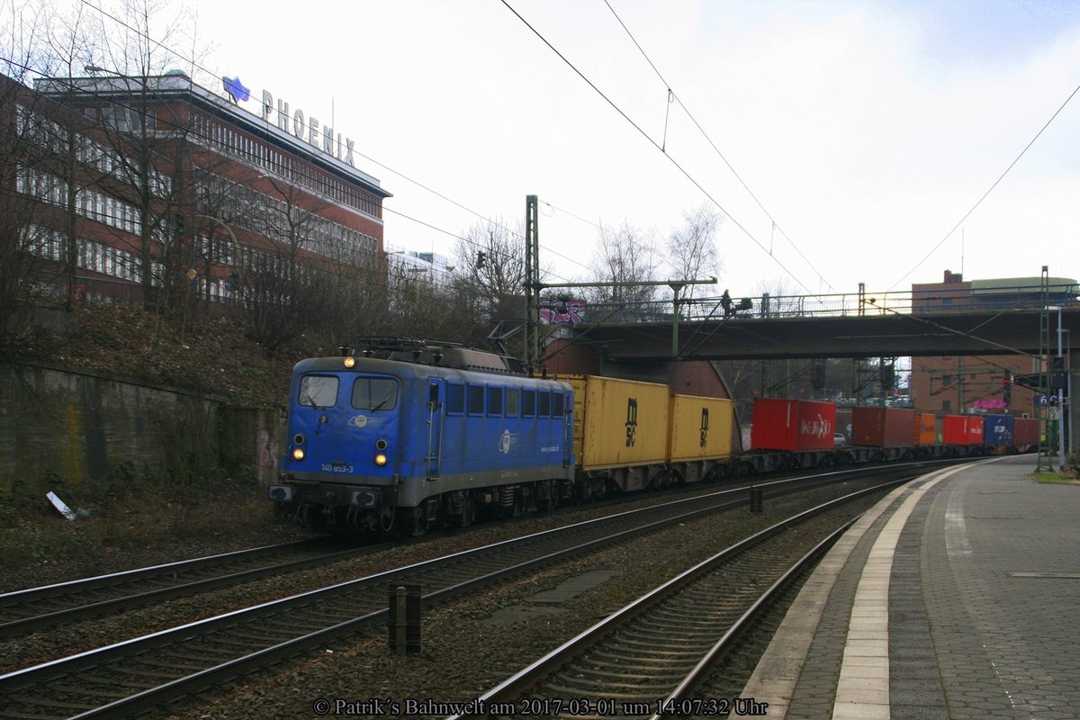 EGO 140 853 mit Containerzug am 01.03.2017 in Hamburg-Harburg