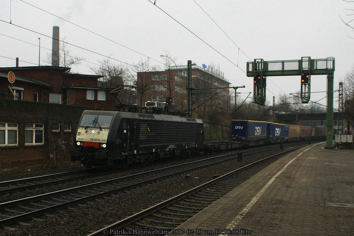 MRCE 189 937 mit KLV-Zug am 19.02.2017 in Hamburg-Harburg