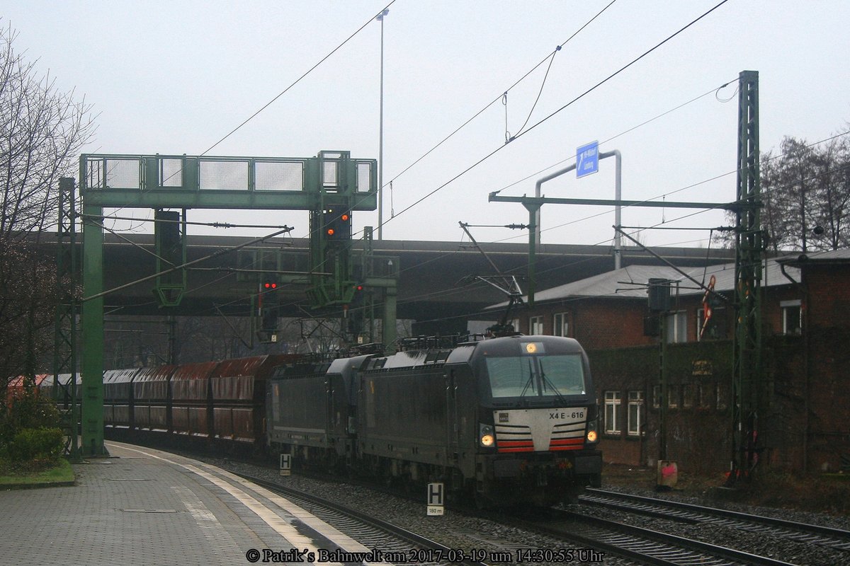 MRCE 193 616 + MRCE 193 610 mit Kohlewagenzug am 19.03.2017 in Hamburg-Harburg