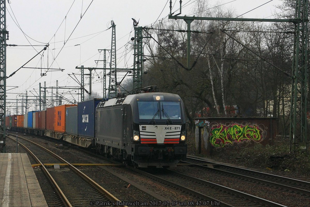 MRCE 193 871 mit Containerzug am 19.02.2017 in Hamburg-Harburg