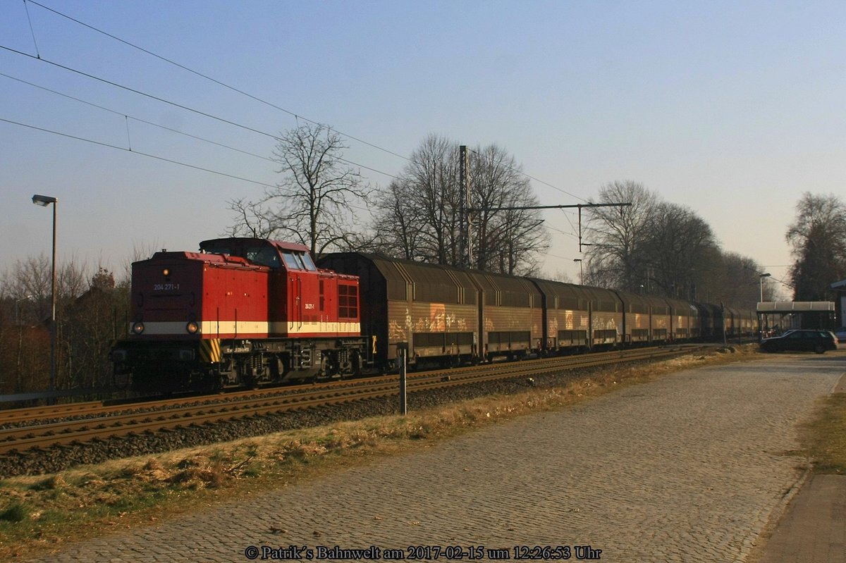 MTEG 204 271 mit ARS Altmann Autotransportzug nach Cuxhaven am 15.02.2017 in Neukloster (Kreis Stade)