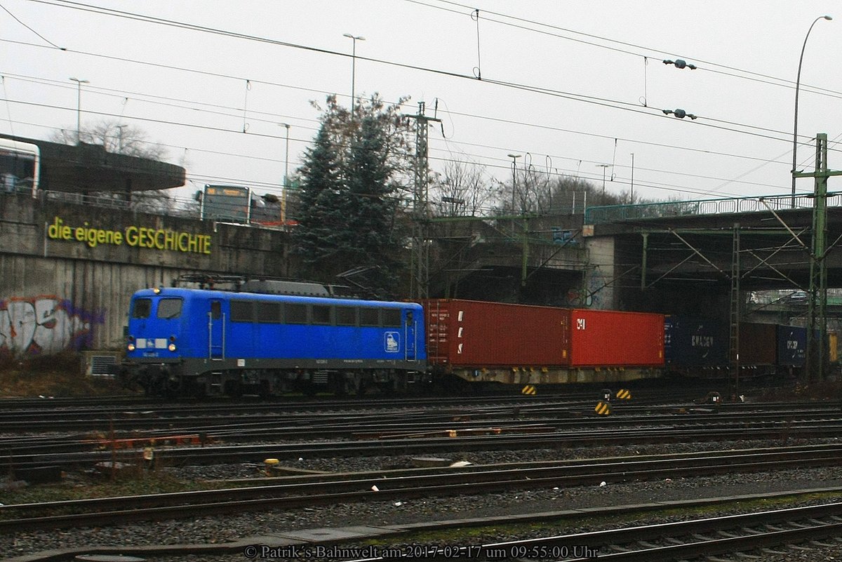 PRESS 140 038 mit Containerzug am 17.02.2017 in Hamburg-Harburg