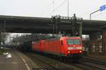 DB 145 017 + DB 145 xxx mit Kesselwagenzug am 02.02.2017 in Hamburg-Harburg