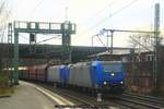 VPS 185 516 + VPS 185 509 mit Kohlewagenzug am 09.12.2016 in Hamburg-Harburg
