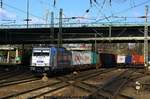 Metrans 386 025 mit Containerzug am 24.02.2017 in Hamburg-Harburg
