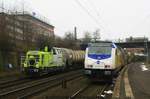 Captrain 0650 091 mit Kesselwagenzug und ME 246 003 mit RE5 nach Cuxhaven am 02.02.2017 in Hamburg-Harburg