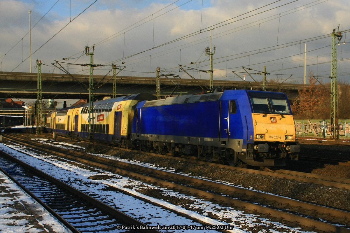 146 520 mit RE4 nach Bremen Hbf am 17.01.2017 in Hamburg-Harburg