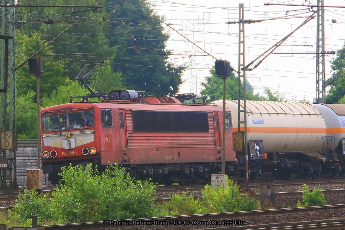 155 219 mit Gemischten Güterzug am 08.07.2016 in Hamburg-Harburg