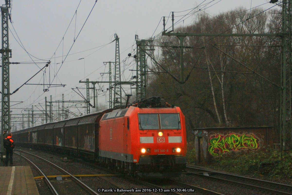 185 546 mit H-Wagenzug am 13.12.2016 in Hamburg-Harburg