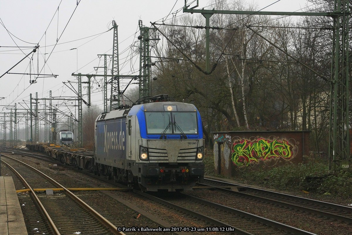 boxXpress 193 841 mit Containerzug am 23.01.2017 in Hamburg-Harburg