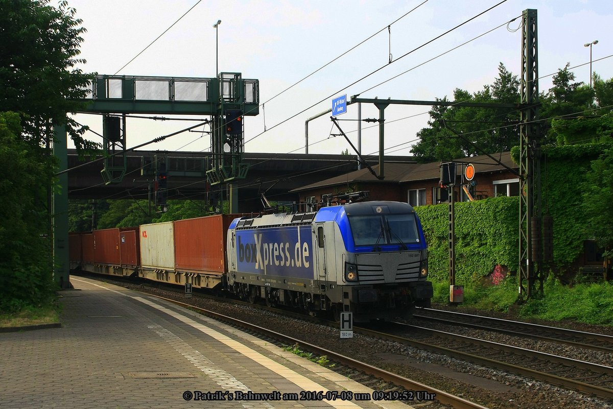 boxXpress 193 881 Containerzug am 08.07.2016 in Hamburg-Harburg