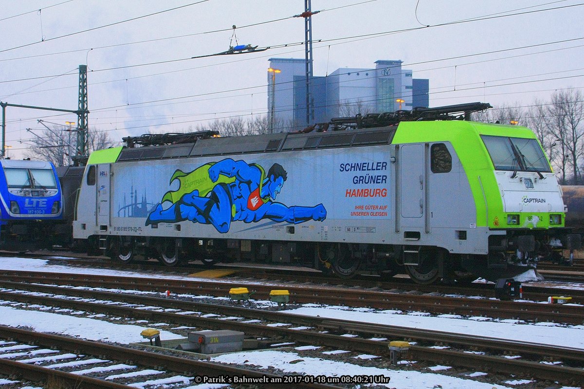 Captrain 185 578 abgestellt am 18.01.2017 in Hamburg-Hohe Schaar