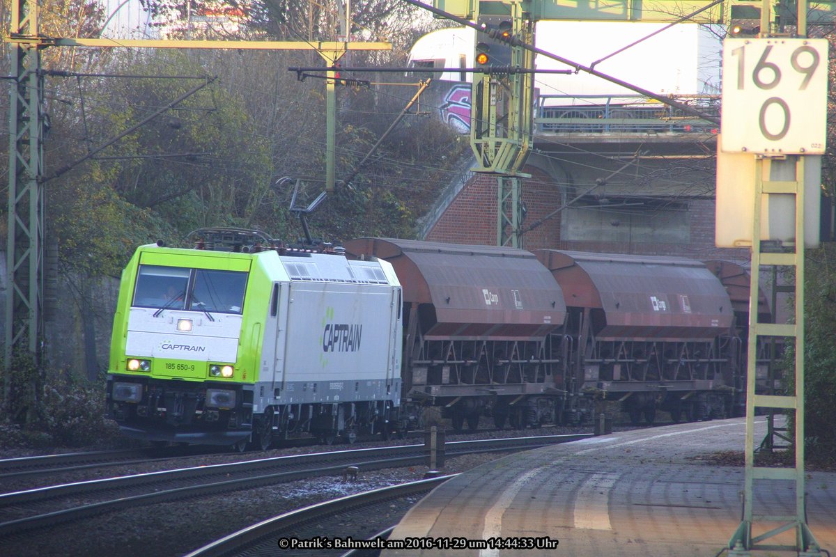 Captrain 185 650 mit Transcereales am 29.11.2016 in Hamburg-Harburg