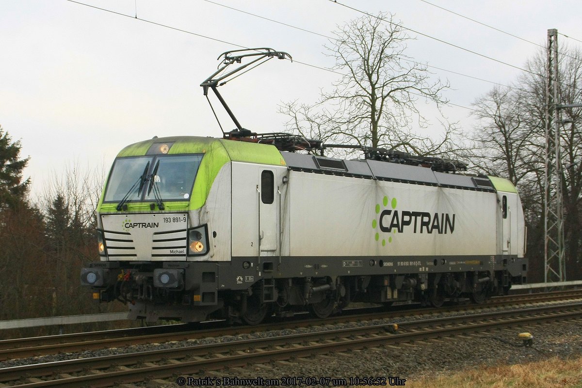 Captrain 193 891 Lz am 07.02.2017 in Neukloster (Kreis Stade)