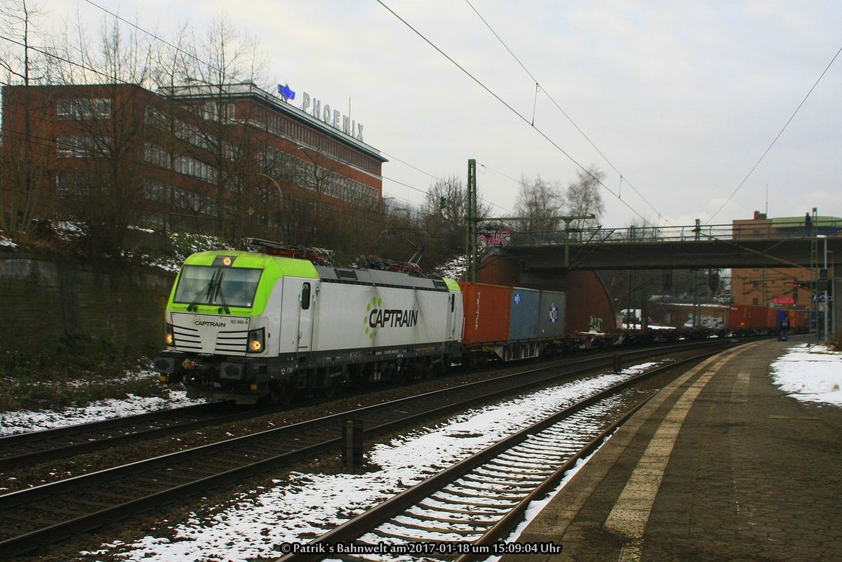 Captrain 193 895 mit Containerzug am 18.01.2017 in Hamburg-Harburg