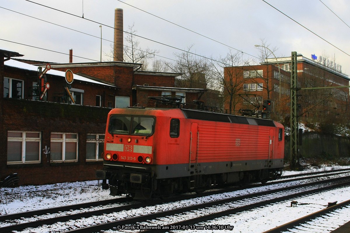 DB 143 313 Lz am 13.01.2017 in Hamburg-Harburg