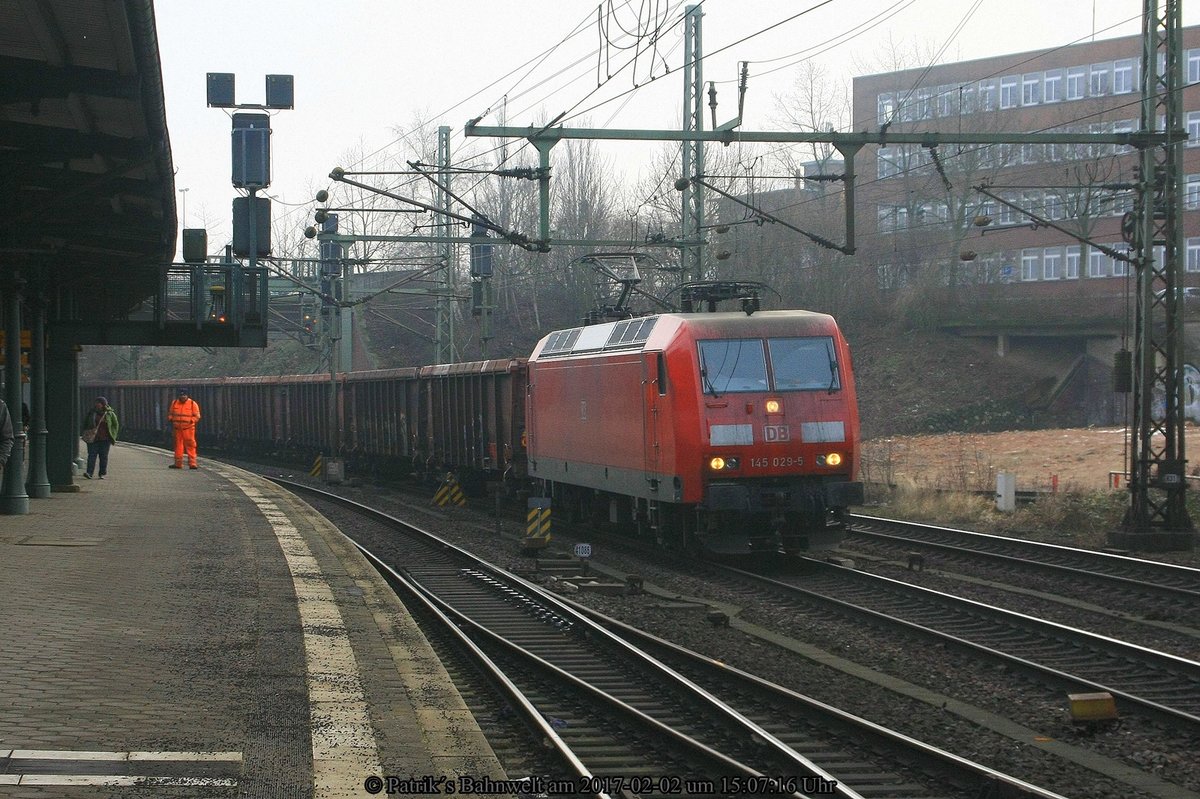 DB 145 029 mit Tamns-Ganzzug am 02.02.2017 in Hamburg-Harburg