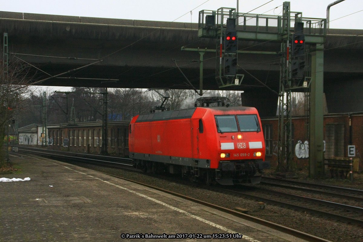 DB 145 059 Lz am 22.01.2017 in Hamburg-Harburg