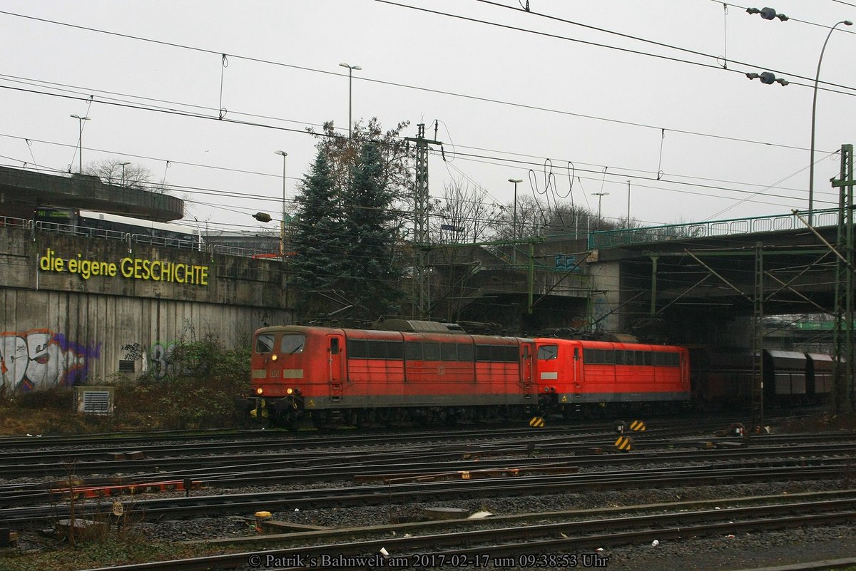 DB 151 104 + RPOOL 151 098 mit Erzwagenzug am 17.02.2017 in Hamburg-Harburg