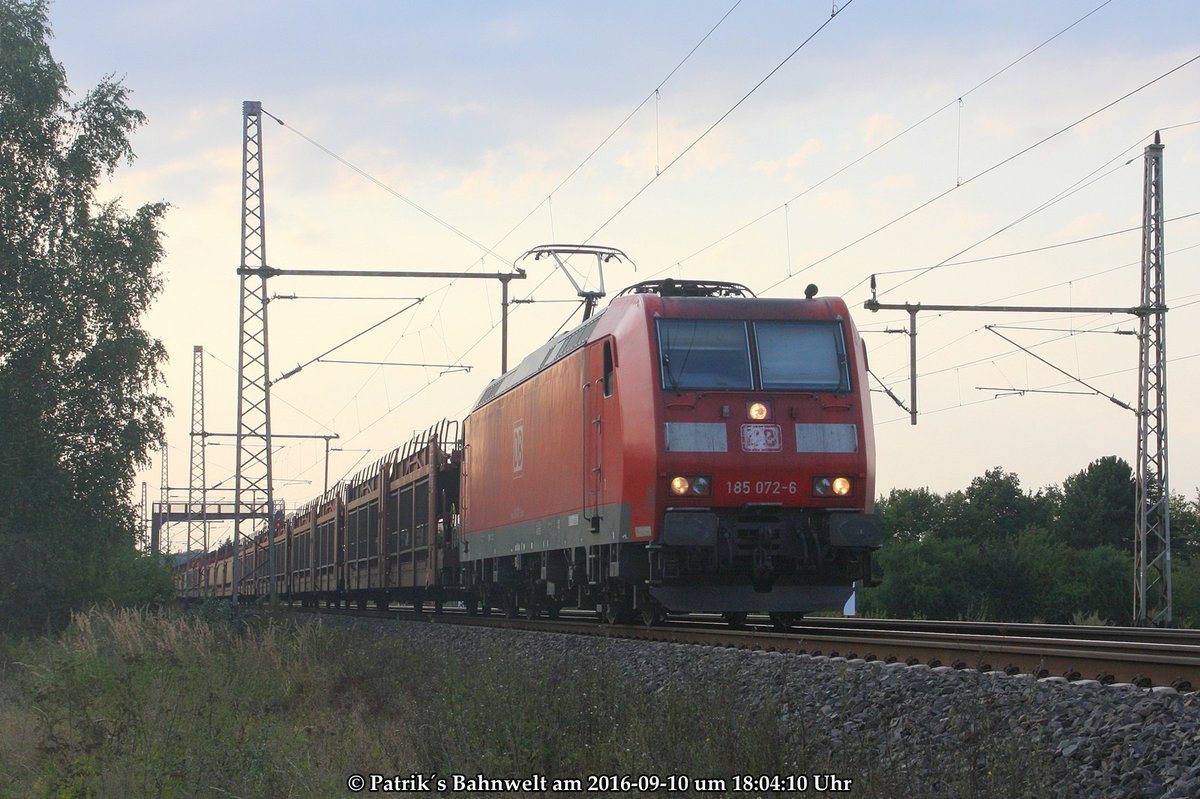 DB 185 072 mit Autotransportzug am 10.09.2016 in Dedensen-Gümmer