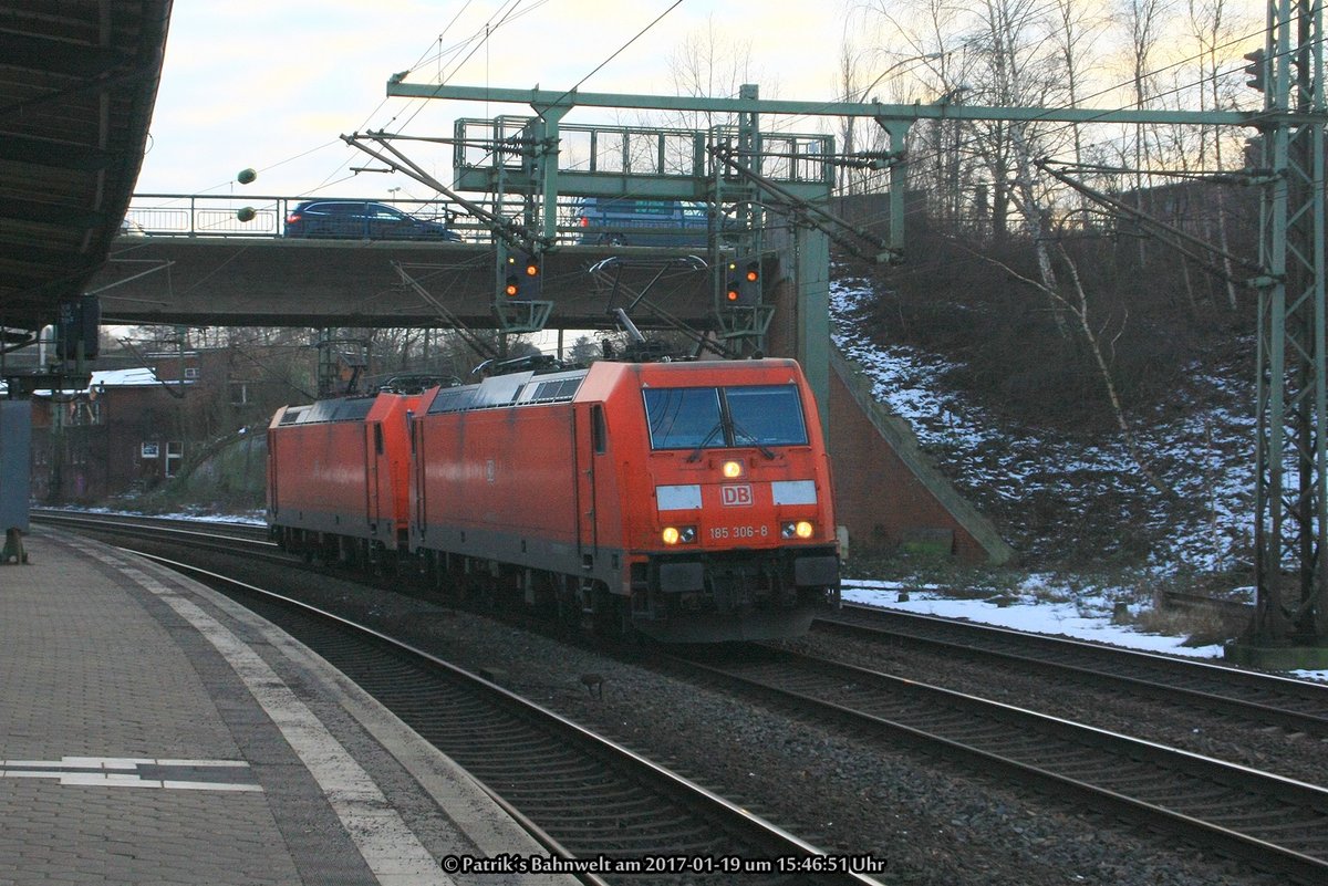 DB 185 306 + DB 185 xxx Lz am 19.01.2017 in Hamburg-Harburg