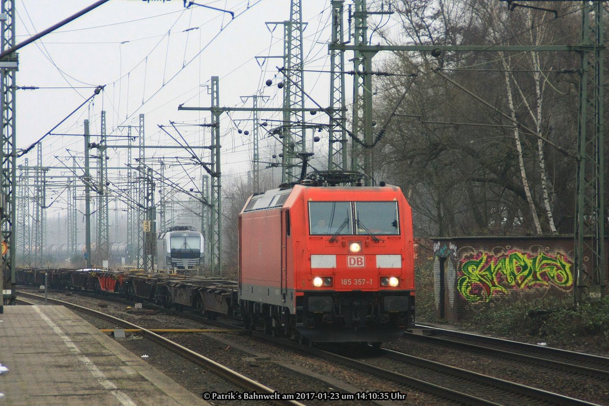 DB 185 357 mit Containerzug am 23.01.2017 in Hamburg-Harburg