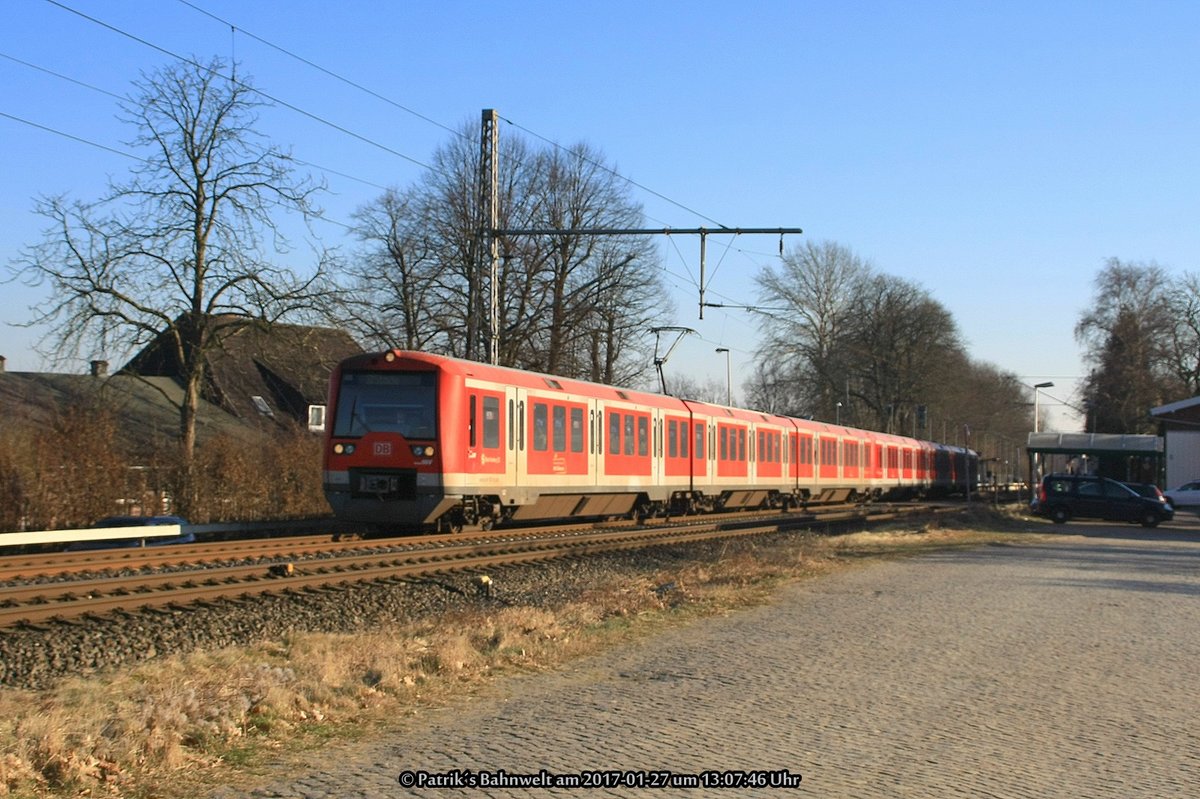 DB 474 107 + DB 474 108 als S3 nach Stade am 27.01.2017 in Neukloster (Kreis Stade)