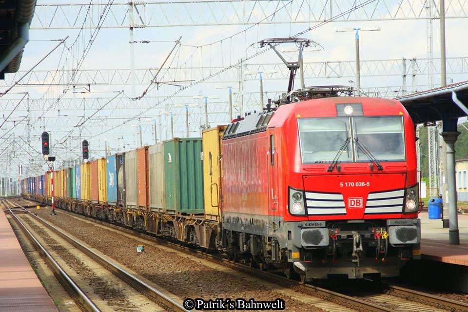 DB 5 170 036 mit Containerzug im Mai 2015 in Rzepin