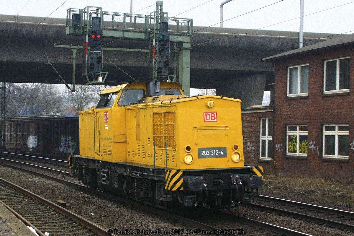 DB Netz 203 312 Lz am 02.02.2017 in Hamburg-Harburg