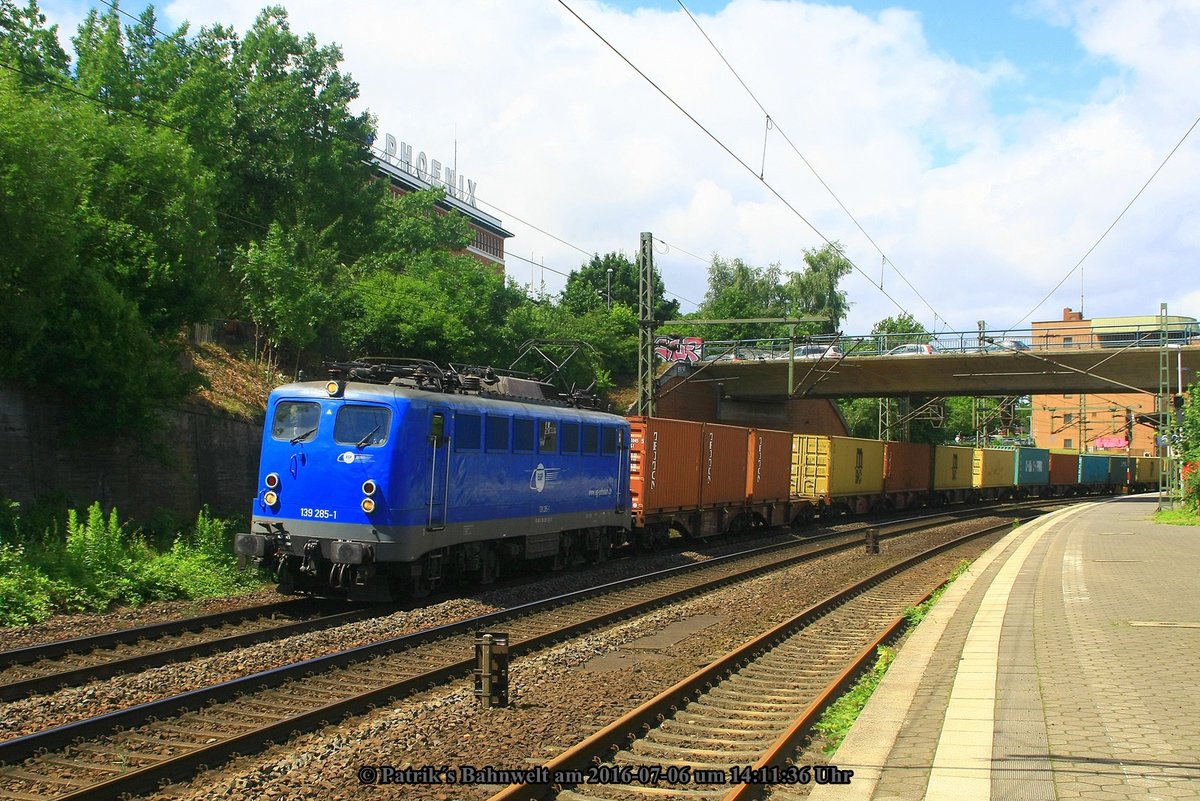 EGP 139 285 mit Containerzug am 06.07.2016 in Hamburg-Harburg