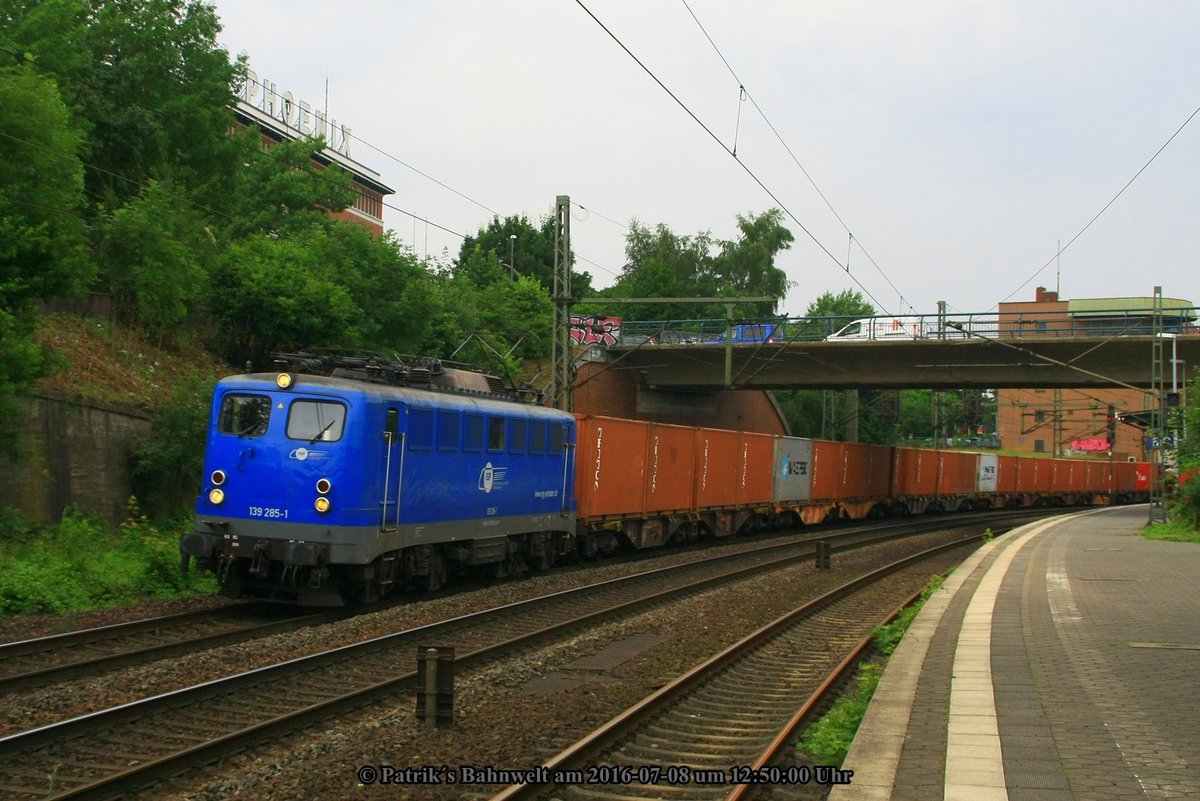 EGP 139 285 mit Containerzug am 08.07.2016 in Hamburg-Harburg