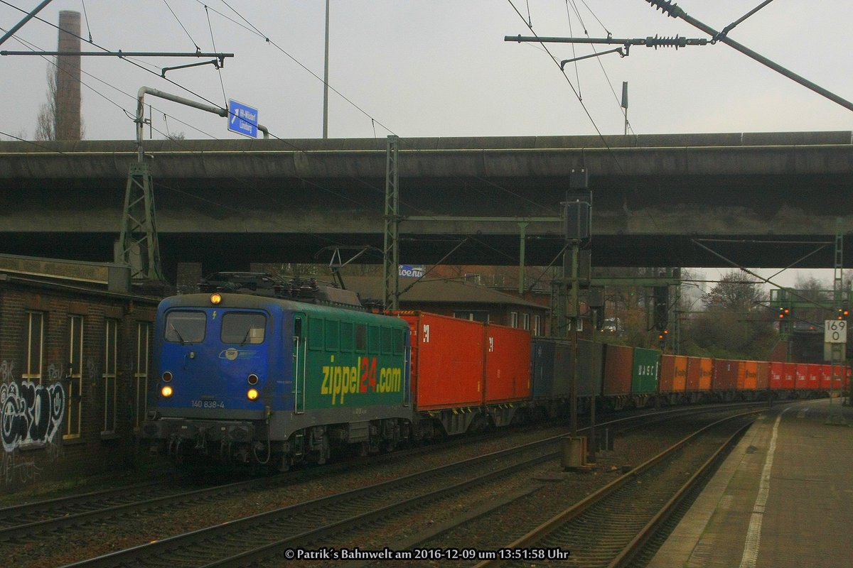 EGP 140 383  ZIPPEL24.COM  mit Containerzug am 09.12.2016 in Hamburg-Harburg