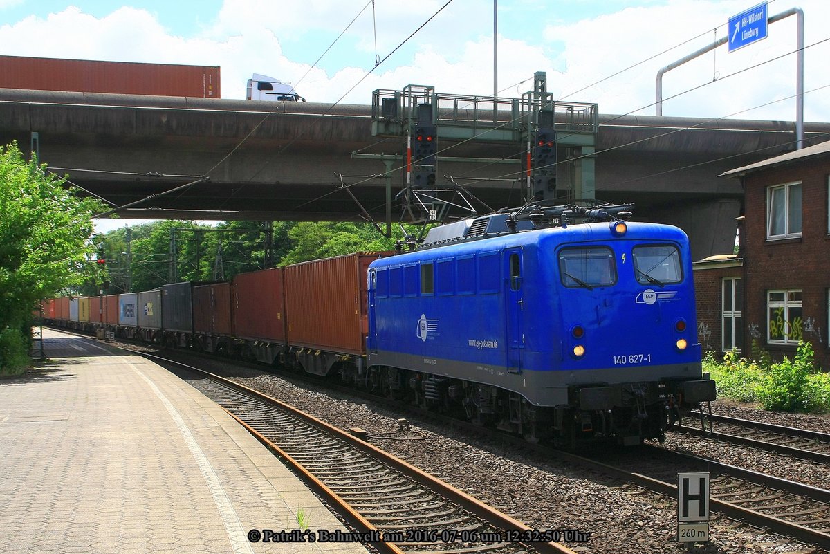 EGP 140 627 mit Containerzug am 06.07.2016 in Hamburg-Harburg