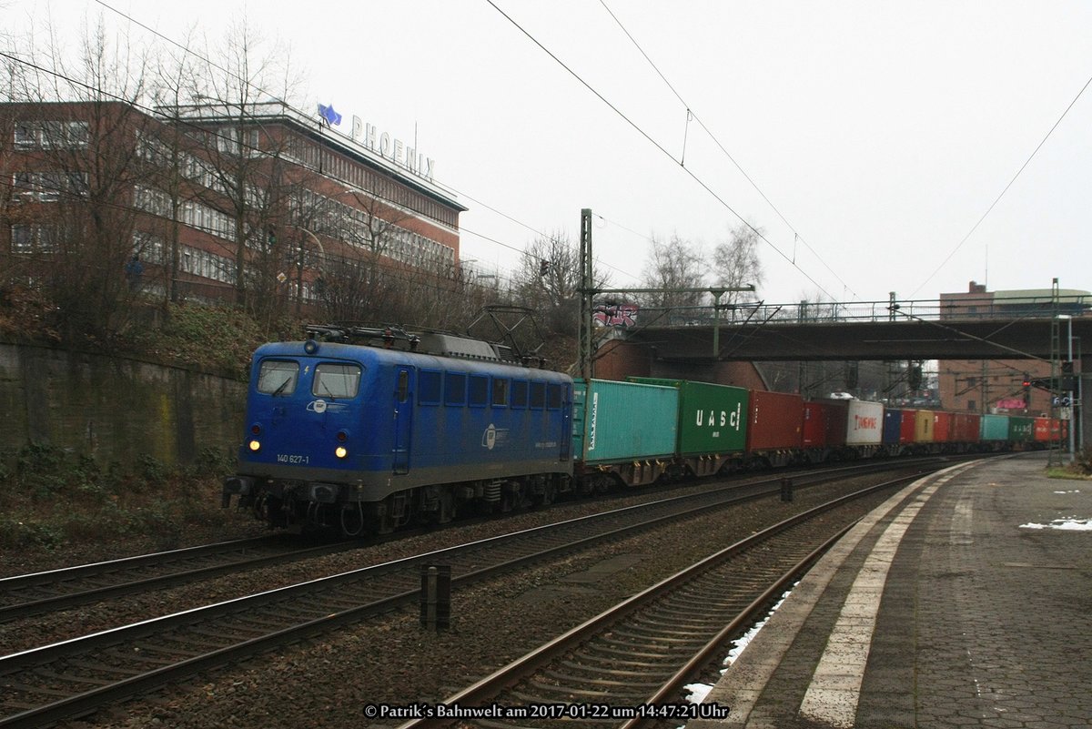 EGP 140 627 mit Containerzug am 22.01.2017 in Hamburg-Harburg