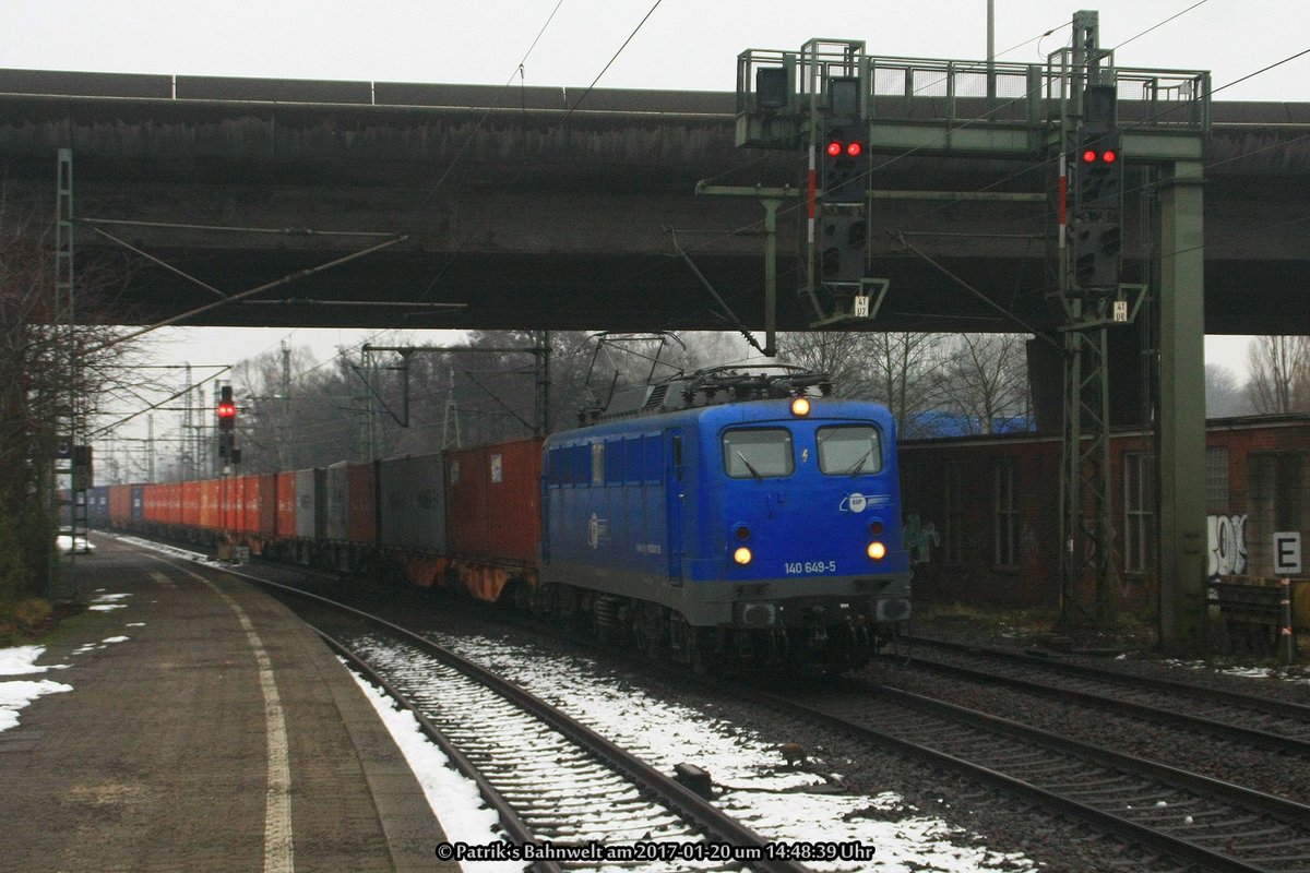 EGP 140 649 mit Containerzug am 20.01.2016 in Hamburg-Harburg