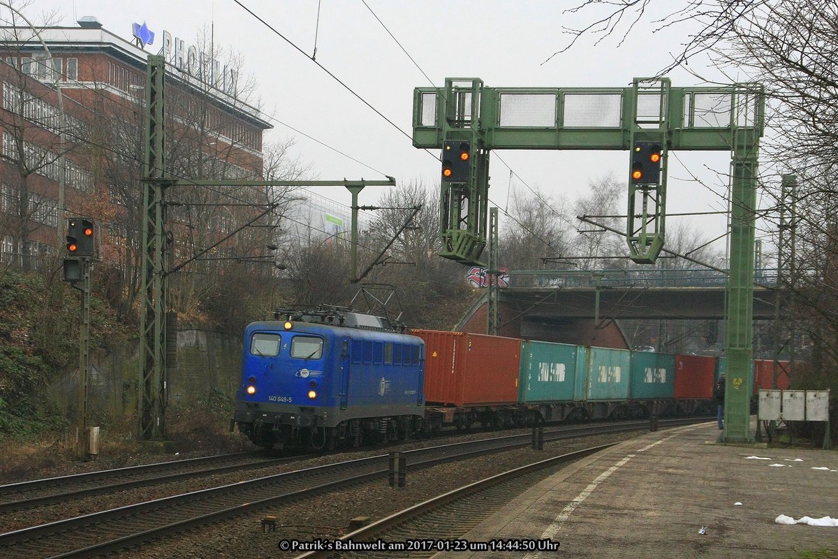 EGP 140 649 mit Containerzug am 23.01.2017 in Hamburg-Harburg