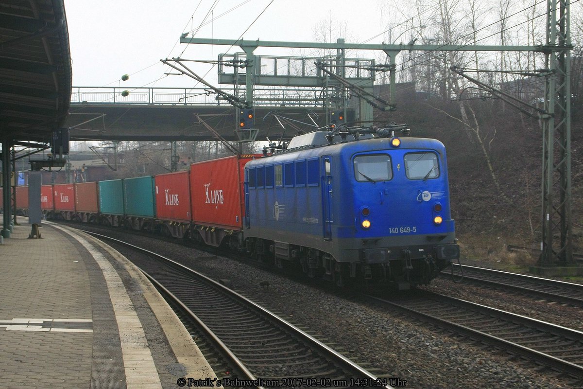 EGP 140 649 mit Containerzug am 02.02.2017 in Hamburg-Harburg