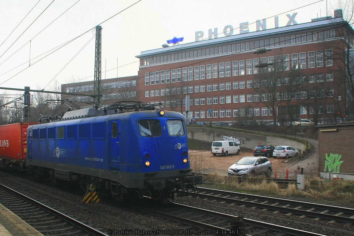 EGP 140 649 mit Containerzug am 02.02.2017 in Hamburg-Harburg