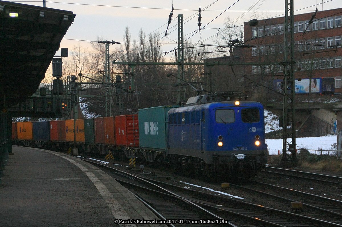 EGP 140 876 mit Containerzug am 17.01.2017 in Hamburg-Harburg