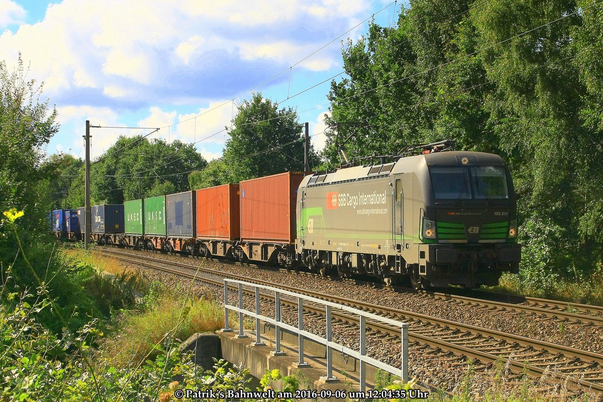 ELL / SBB Cargo 193 209 mit Containerzug am 06.09.2016 in Hamburg-Moorburg