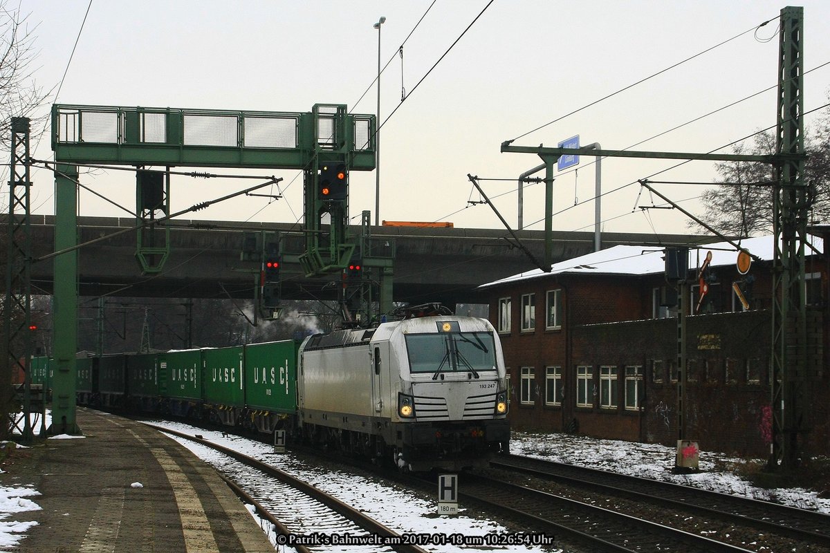 ELL / SETG 193 247 mit Containerzug am 18.01.2017 in Hamburg-Harburg