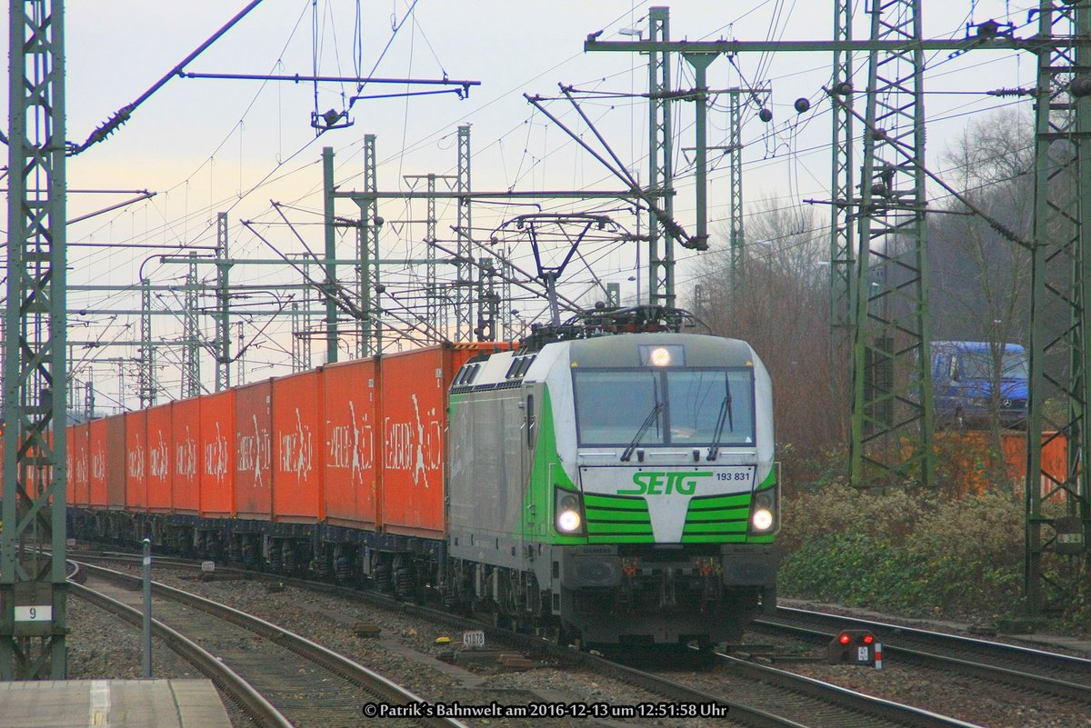 ELL / SETG 193 831  Christian Doppler  mit Containerzug am 13.12.2016 in Hamburg-Harburg