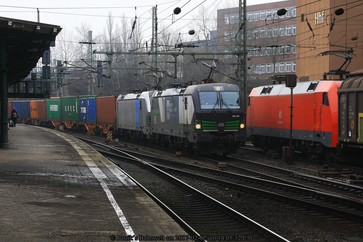 ELL 193 224 + RAILPOOL 193 805 mit Containerzug am 02.02.2017 in Hamburg-Harburg