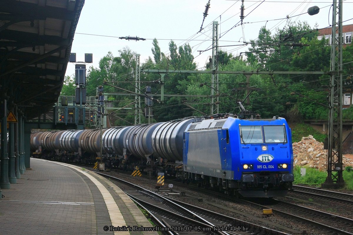 ITL 185 504 mit Kesselwagenzug am 05.07.2016 in Hamburg-Harburg auf dem Weg Richtung Hamburg-Hohe Schaar