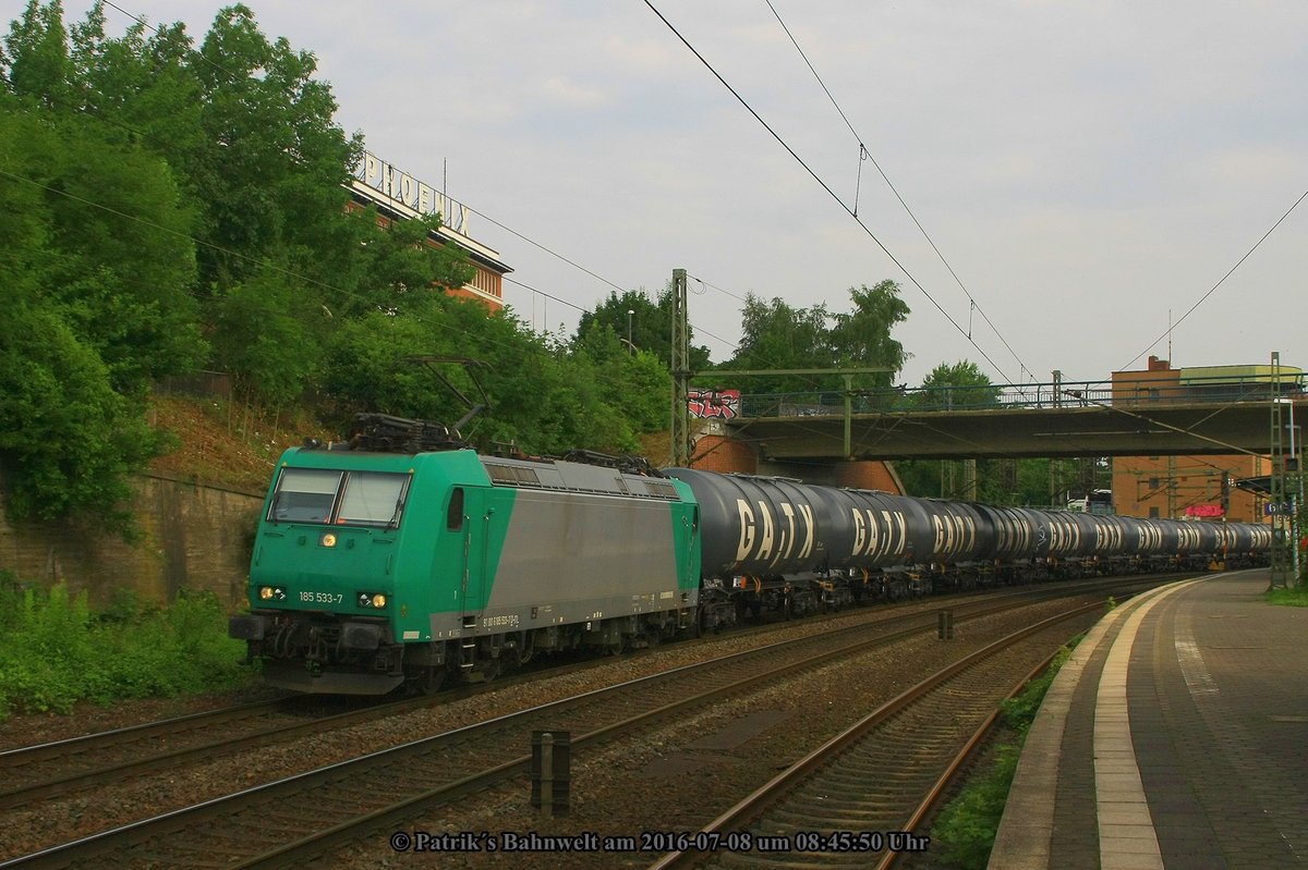 ITL 185 533 mit Kesselwagenzug am 08.07.2016 in Hamburg-Harburg