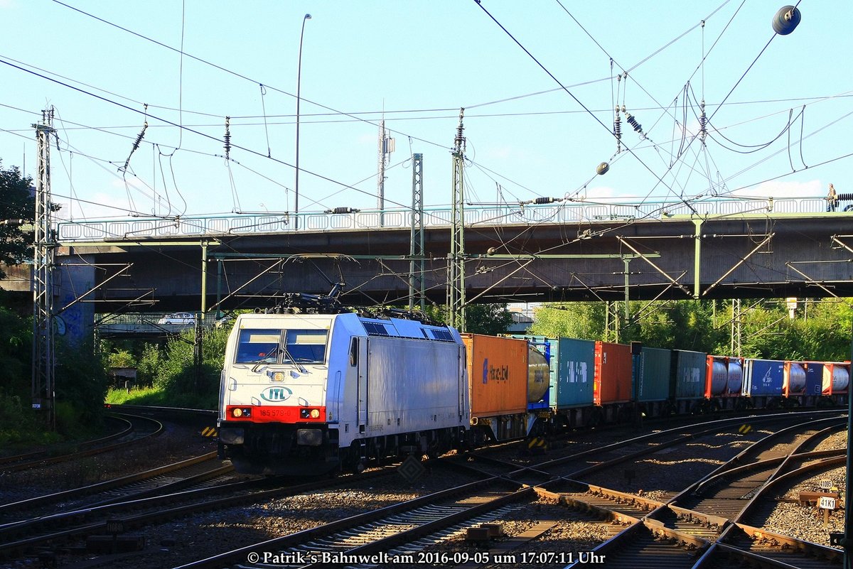 ITL 185 579 mit Containerzug am 05.09.2016 in Hamburg-Harburg