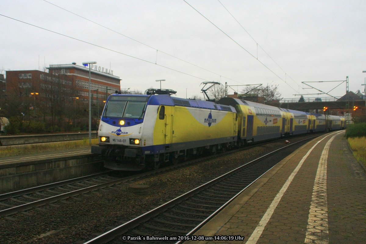 ME 146 507 mit RE3 am 08.12.2016 in Hamburg-Harburg