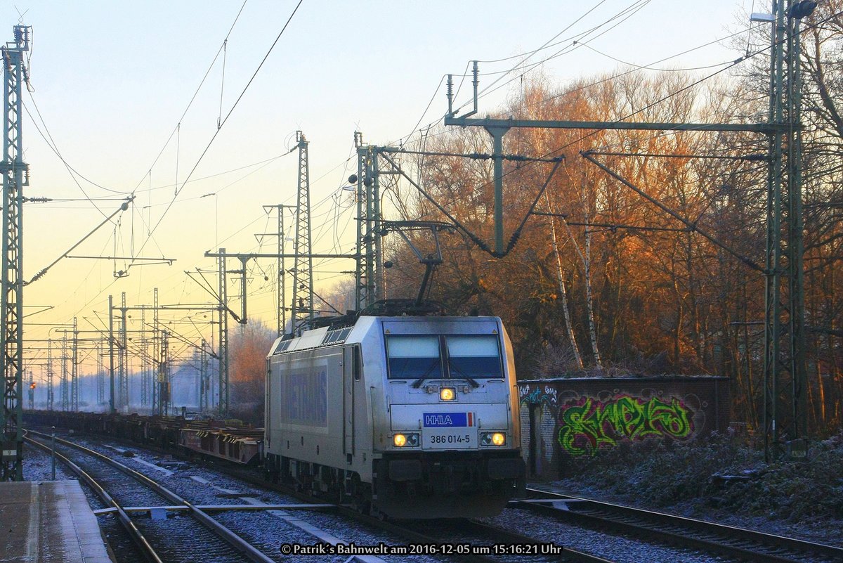 Metrans 386 014 mit Containerzug am 05.12.2016 in Hamburg-Harburg